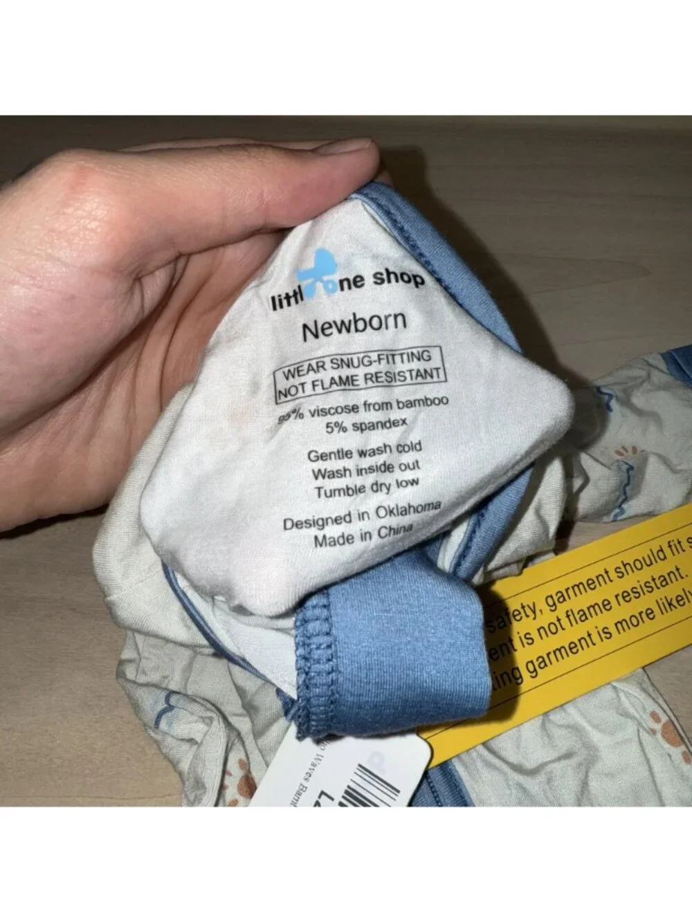 NWT Little One Shop Boho Waves Blue Bamboo Sleeper Infant Baby Size Newborn NB